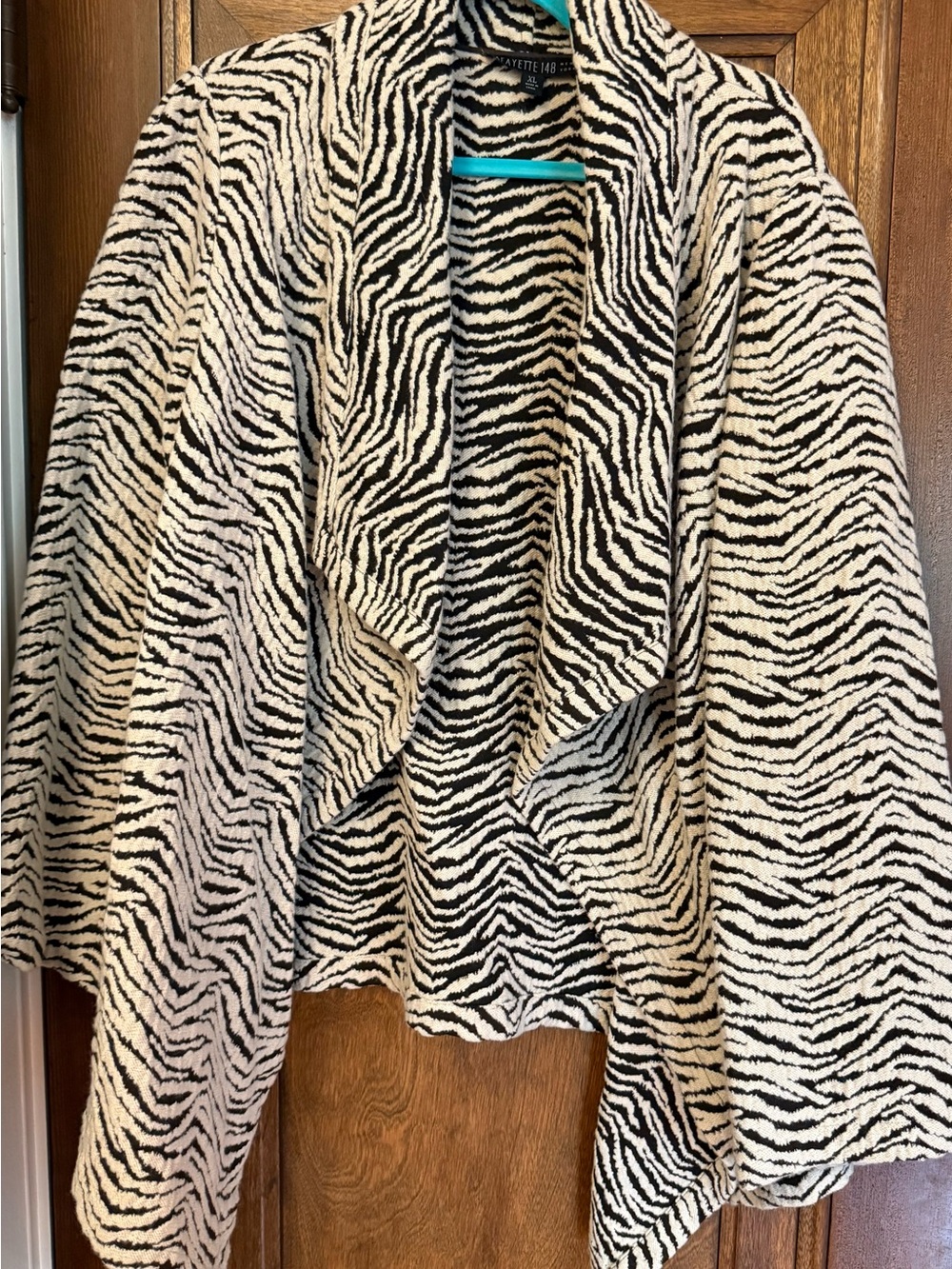 Lafayette 148 wool-blend Black & White Zebra Print Draped Jacket